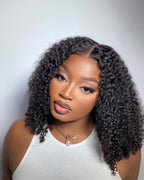 Peruca bob Glueless, de lace HD kinky curl
