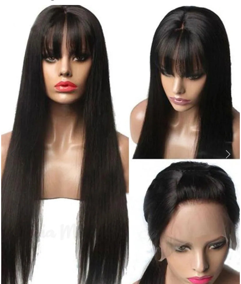 Peruca de lace com franja