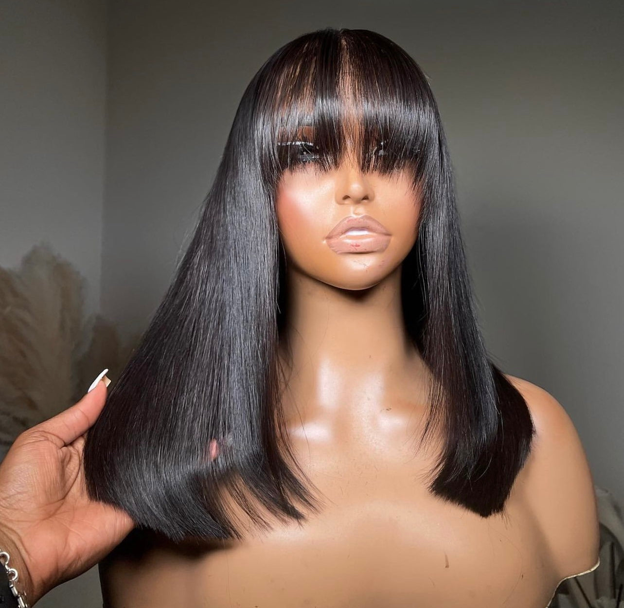 Peruca de lace Bobs com franja