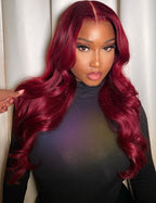 Natural Human Hair Wig “Water Wave” – Burgundy Color 