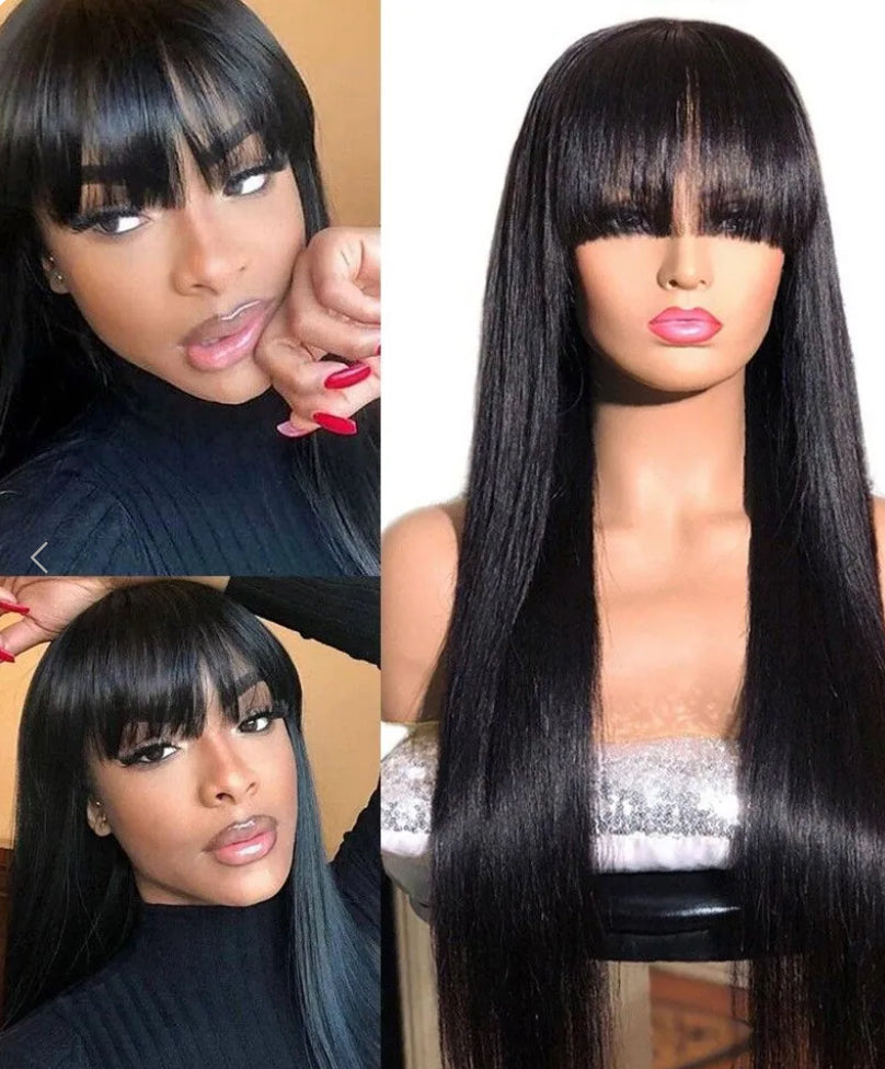 Peruca de lace com franja