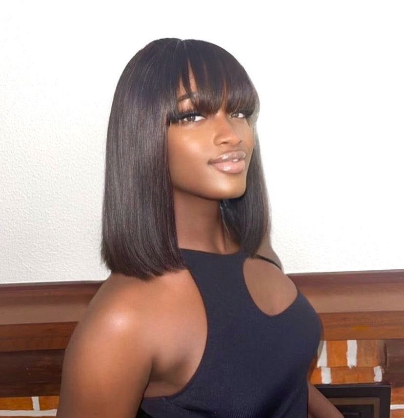 Peruca de lace Bobs com franja