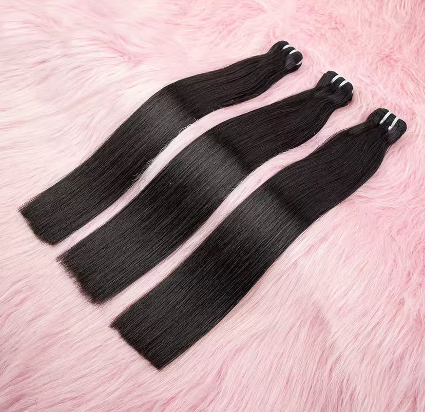 Extensões de cabelo humano Raw liso