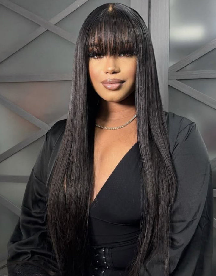 Peruca de lace com franja